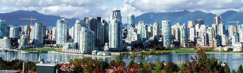 Skyline of Vancouver with skyscrapers